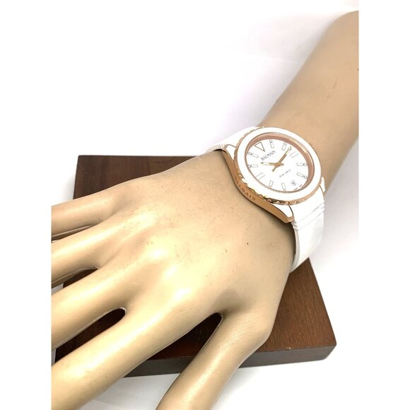 Ophrys Lady by Balmain — Swiss quartz watch for woman, 34.50  Balmain Women\'s Watch B43362225 Ophrys Swiss Quartz Rose Gold White Rubber 38mm